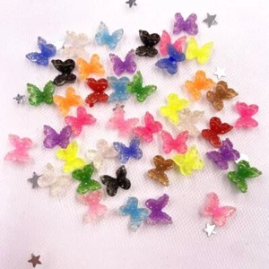 60pcs Crystal Butterfly Resin Colorful Jelly Flatback Rhinestone Appliques Craft - Picture 1 of 26