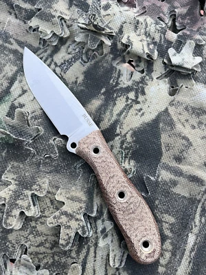 Busse Combat Game Warden 2 Satin Finish W/ Tan Canvas Micarta & Leather Sheath - Image 1 of 4