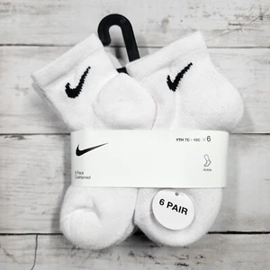 NIKE Cushioned 6 Pack Socks White Black RN0372 001 - Sz 7C - 10C New - Picture 1 of 3