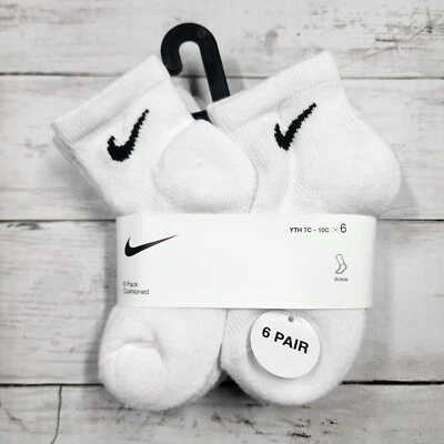 Paquete de 6 calcetines acolchados NIKE blancos negros RN0372 001 - talla 7C - 10C nuevos Foto 1 de 3