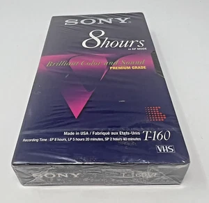 Sony 8 hrs Blank VHS T-160VE EP Mode Tapes Premium Grade Sealed NEW - Picture 1 of 6
