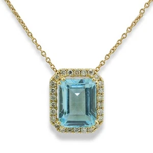 Cadena/Collar Topacio Azul Diamantes 750er Oro Amarillo de Cielo Valor - Imagen 1 de 4