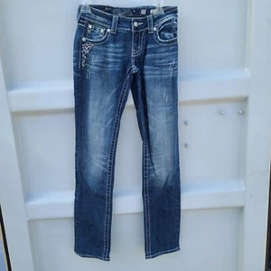 Jeans Miss Me JK5377T da donna dritti taglia 25 impreziositi denim blu - Foto 1 di 7