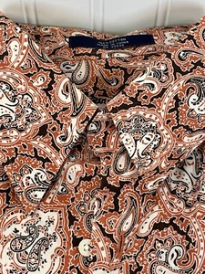 Alan Flusser Paisley Print Button Front Shirt .Modern Male Coral/BroWN. Mens 2XL - Picture 1 of 8