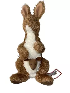 Peluche Animal Canguro Joey Bolsa Marrón Blanco Etiquetas Tush Juguete Suave - Imagen 1 de 7