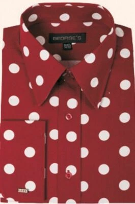 Camisa de vestir grande a lunares de moda 2016 para hombre puño francés 100 % algodón talla M-4X Foto 1 de 4
