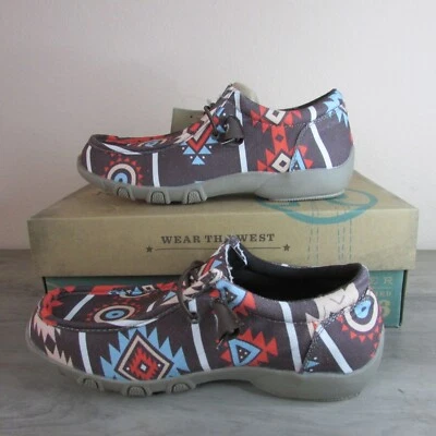 Roper Women's Chillin' Aztec Southwestern Chukka Driving Mocs - Brown - Image 1 of 4