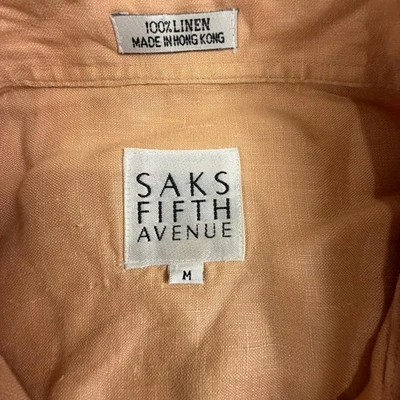Saks Fifth Avenue lino mediano manga corta hecho en Hong Kong de colección #1015 Foto 1 de 4