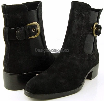 $280 JOAN&DAVID Negro Gamuza Diseñador Chelsea Botines 6 Foto 1 de 4