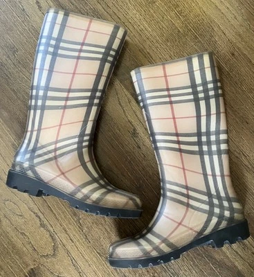Botas de lluvia Burberry de goma a cuadros EU 38 Nova Check Haymarket goma altas Reino Unido 5 Foto 1 de 4