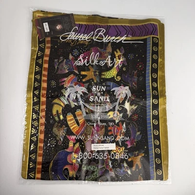 "Nueva bufanda de seda Laurel Burch hadas felinas sol y arena 2008 estampado de gato 11""x52""" Foto 1 de 4