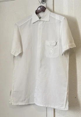 Camisa de campamento Stefano Ricci blanca manga corta Btn frontal m/L 16 Foto 1 de 3