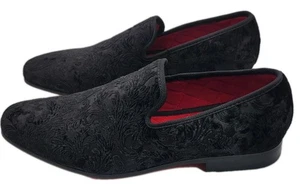 Mocassini La Milano Broderick II uomo 9 nero velluto pantofole fumo scarpe eleganti - Foto 1 di 12