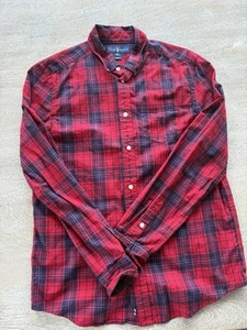 Ralph Lauren Long Sleeve Button-Down Shirt, Red, Navy Plaid, Boys XL (18-20) - Picture 1 of 5