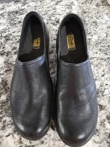 Damenschuhe schwarz Clark 10 Krankenschwester bequeme Slipper Leder Arbeit Freizeit - Bild 1 von 4