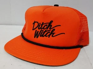 NEW! Vintage DITCH WITCH Orange Adjustable Hat Embroidered Snapback Rope - Picture 1 of 10