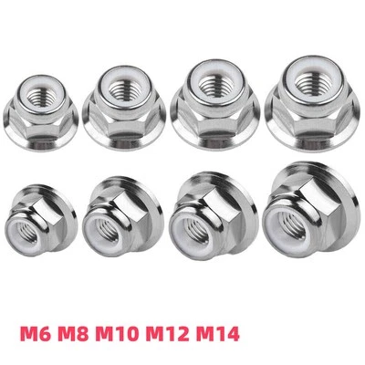 Flanschmuttern Titan Grade 5 Flansch Muttern M6 M8 M10 M12 M14 Nylon Locknut - Bild 1 von 4
