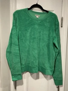NWT Outerknown Size M Hightide Crew Neck Terry Knit Pullover Top Kelly Green - Picture 1 of 12