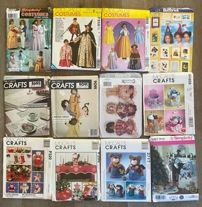 Lot 12 McCalls Simplicity Craft Sewing Patterns UNCUT Costumes Christmas - Picture 1 of 9