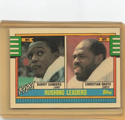 1990 Topps #28 Barry Sanders / Christian Okoye LL Collector's Edition (Tiffany) - Image 1 of 2