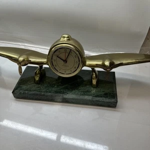 Vtg Sarsaparilla New York Brass Airplane Figural Desk Alarm Clock. Not Working! - Picture 1 of 8