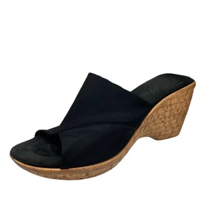 Onex Christina Black Cork Microfiber Wedge Sandal Women's US 7.5/38 - Picture 1 of 14