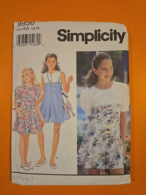 SIMPLICITY PATTERN 8956 GIRLS' DRESS/CULOTTE DRESS & BAG SIZE AA 7-8-10 - Image 1 of 3