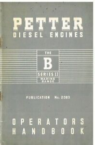 PETTER B2M B3M B4M MARINE DIESEL ENGINE ORIGINAL 1952 OWNERS HANDBOOK
