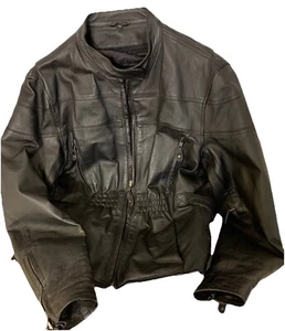 LEATHER GALLERY schwarzer Ledermantel/Jacke mit Reißverschluss Damen Größe XL - Bild 1 von 3