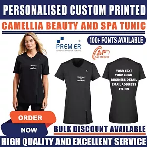 Personalised Custom Printed PREMIER CAMELLIA BEAUTY & SPA TUNIC Beautician PR686 - Picture 1 of 5