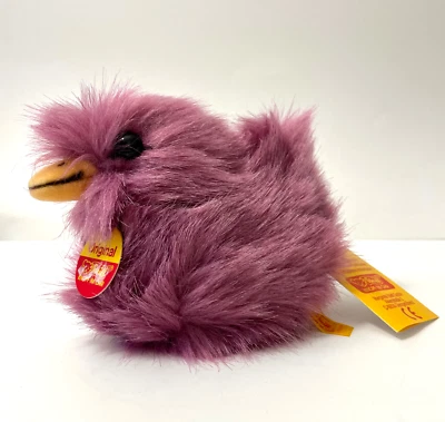 复古 STEIFF 粉色蓬松复活节鸭子 带按钮和标签 073786 — 第 1/4 张图片