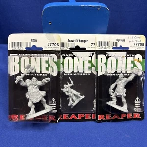 Reaper Bones  77706 Ettin + 77677 Aravir, Elf Ranger + 77705 Cyclops - Picture 1 of 2