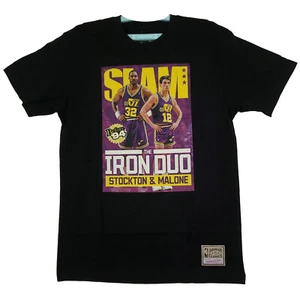 SLAM Malone Stockton Utah Jazz Mitchell & Ness NBA M Medium Shirt Black NWT - Picture 1 of 7