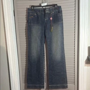 Blue Flare Wide Leg Jeans with Medium Wash - Picture 1 of 14