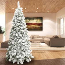 Albero di Natale Innevato 180 cm Super Folto Pino Bianco Slim Salvaspazio Moritz