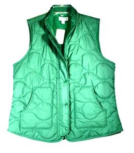 Croft & Barrow Women's Medium NWT Green Quilted Vest Insulated Fleece Lined - Picture 1 of 5