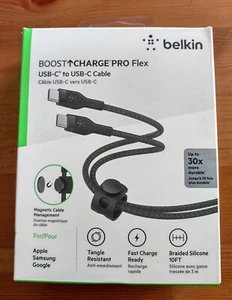 Belkin BoostCharge Pro Flex USB-C Cable W/USB-C Connector Cable + Strap 10FT - Picture 1 of 4