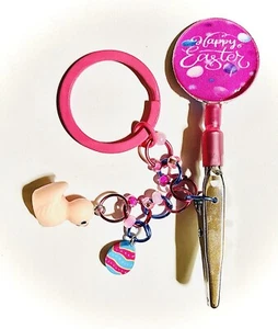Handmade Easter Easy Squeeze Clip Keychain with Charms - Picture 1 of 2