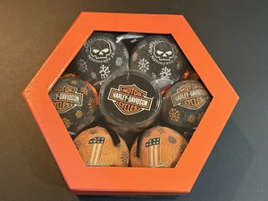 HD Motorcycles Christmas Holiday Light Up LED Ball Ornaments Set 6 Gift Box - Picture 1 of 8