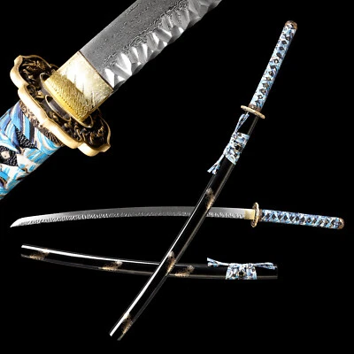 Polished Japanese Full Tang Samurai Katana Sword Razor Sharp Damascus Steel - Image 1 of 4