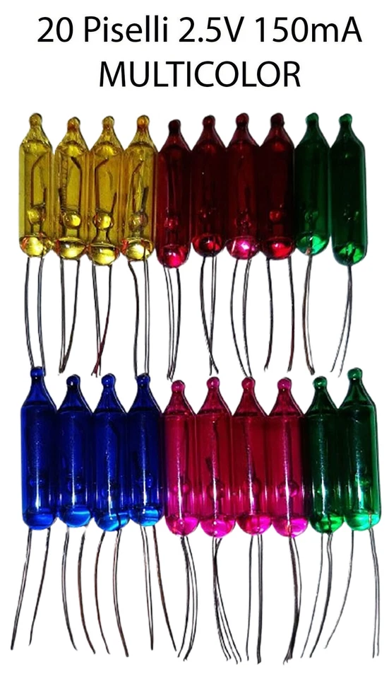 Ricambi Piselli Pisellini 2,5V 20 pezzi MultiColor lampade sostitutive di Natale - Immagine 1 di 1