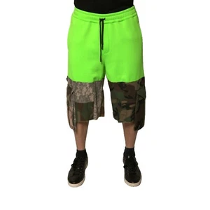 DOLCE & GABBANA Shorts Green Patchwork Cargo Bermuda Men IT52/W38/XL RRP 1200usd - Picture 1 of 6