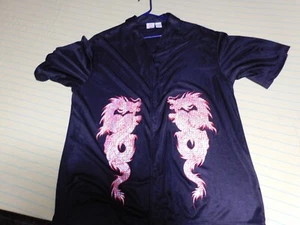 Vintage Anchor Blue Mens Size XLarge Black Dual Dragon Shirt - Picture 1 of 4