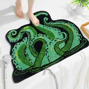 Octopus Tentacles Bath Mat 36"x25" Cute Green Octopus Bathroom Rug Non Slip O... - Picture 1 of 8