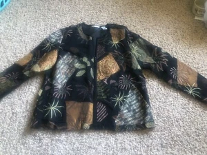 Vintage Laura Ashley zip up blazer jacket with gold thread details size M - Picture 1 of 5