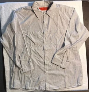 Red Kap Soft Stripe Men’s LS Button Down Shirt-White w/Black Stripes XXL *NEW* - Picture 1 of 4