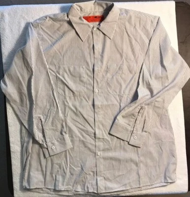 Red Kap Soft Stripe Men’s LS Button Down Shirt-White w/Black Stripes XXL *NEW* - Image 1 of 4