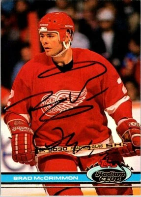 Brad McCrimmon Red Wings Hand Signed 1991-92 Topps Stadium Hockey Card #14 NM-MT - Image 1 of 4