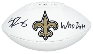 SPENCER RATTLER SIGNED NEW ORLEANS SAINTS WHITE LOGO FOOTBALL W/ WHO DAT - Picture 1 of 1