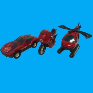 3 Vintage 1980 Buddy L Spider-Man Vehicles Spider Copter Spider Bike Spider Car - Picture 1 of 24